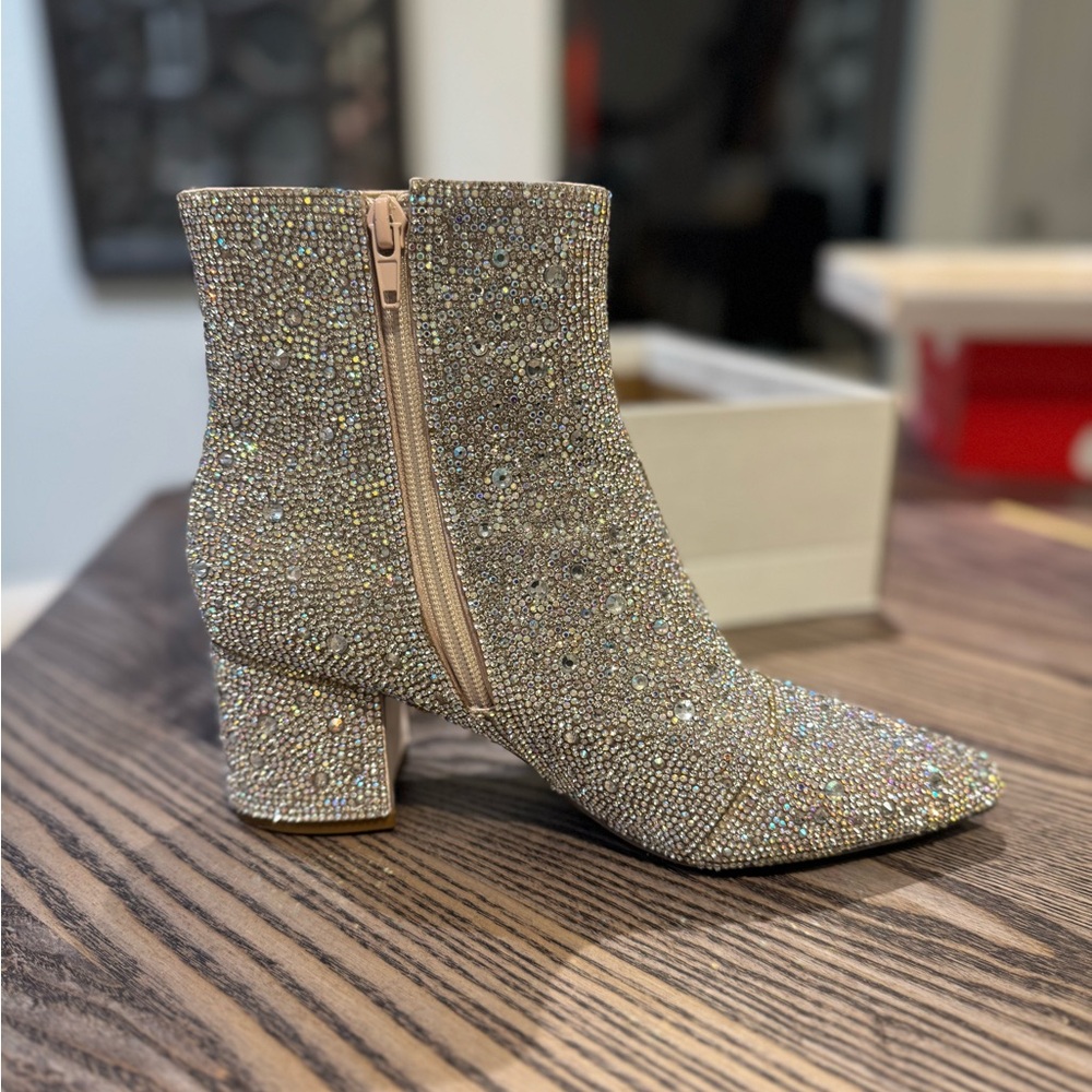 Elegant Crystal-Embellished Ankle Boots